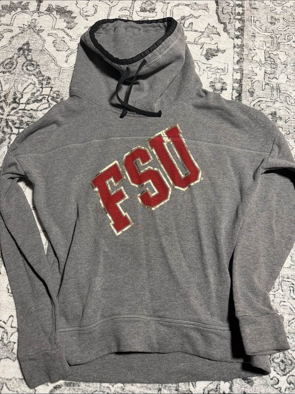 PINK Victoria's Secret Gray Hoodie with Red & Gold FSU Letters